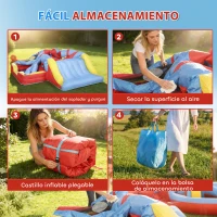 AIYAPLAY Castillo Hinchable para Niños con Soplador Tobogán Trampolín Piscina Pilar de Boxeo y Aro de Baloncesto 277x270x215 cm(m-7)