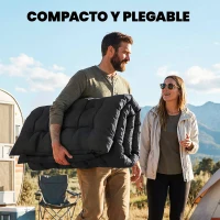 Outsunny Esterilla de Camping Plegable Portátil con Correas Antideslizante para Cama de Camping Tienda Viajes Negro(m-6)
