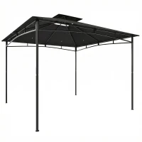 Outsunny 3 x 3 m Gazebo, Garden Gazebo with 2-Tier Roof, Metal Frame, Black(m-1)