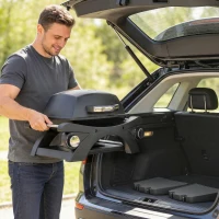 Outsunny 2 Burner Gas Grill with 2 Detachable Side Tables, 3.8 KW Steel Barbecue Grill with Cast Iron Grates, Lid, Thermometer(m-8)