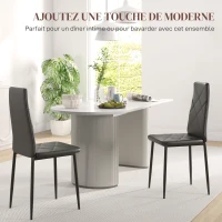 HOMCOM Lot de 2 chaises de salle à manger avec dossier haut, revêtement synthétique et pieds en acier, noir(m-4)