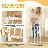PawHut Barrera de Seguridad para Perros 74,5-111,5 cm Puerta para Perros para Escaleras con Pestillo Cierre Automático Blanco(m-5)