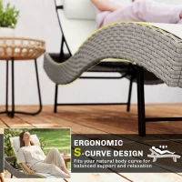 Outsunny Rattan Sun Lounger, Garden Recliner with 5 Position Adjustable Back, S Shaped Texteline Seat, Headrest, Cream White(m-4)