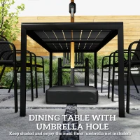 Outsunny 7 Pieces Outdoor Dining Set with Umbrella Hole, Garden Table and Chairs Set for 6 with Metal Table and Stackable Chairs(m-5)