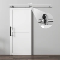 HOMCOM Sliding Door Hardware Kit Smooth Quiet 304 Stainless Steel for 200cm Track Sliver Tone(m-3)