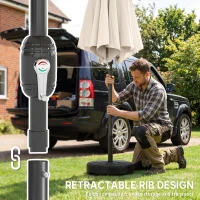 Outsunny 2.7 m Garden Parasol Umbrella with Cross Base and Sandbag, Retractable Ribs, Outdoor Table Market Umbrella, Cream White(m-5)