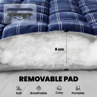 Outsunny Camping Cot with Soft Pad, 80cm Extra Wide Folding Cots with Side Pocket and Carry Bag, Blue(m-5)