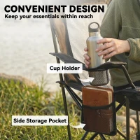 Outsunny Camping Chair Reclining Portable Camp Chair with Detachable Footrest Cup Holder Black(m-8)