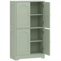 HOMCOM Aparador de cocina, mueble de cocina para almacenamiento con 4 puertas curvas y 2 estantes ajustables, 60 x 30 x 110 cm, verde(m-1)