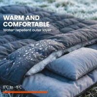 Outsunny Double Sleeping Bag with 2 Pillows, 220 x 160 cm Extra-Large Sleeping Bag for Adults, Black(m-5)