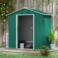 Outsunny 6.5ft x 3.5ft Metal Garden Storage Shed for Outdoor Tool Storage with Double Sliding Doors and 4 Vents, Green(m-12)