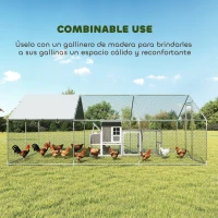PawHut Gallinero para Exterior Grande de Acero Galvanizado 5,1x3x1,9 m 15,3 m² con Cubierta Tela Oxford y Cerradura Plata(m-5)