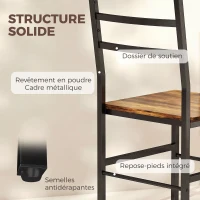 HOMCOM Ensemble table salle à manger avec 2 chaises, table de cuisine avec chaises pour 2 personnes, cadre en métal, marron(m-7)