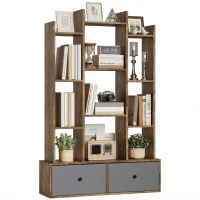 HOMCOM 12 Shelf Storage Unit, with Drawers - Brown(m-10)