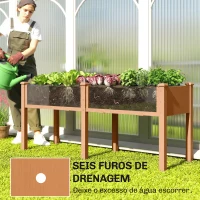 Outsunny Floreira Elevada de Madeira 184x59x76,5 cm com 6 Orifícios de Drenagem para Cultivo Plantas Flores Castanho(m-6)