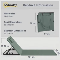 Outsunny Foldable Sun Loungers Set of 2, Portable Folding Beach Lounger with 4-level Adjustable Backrest, Grey(m-3)