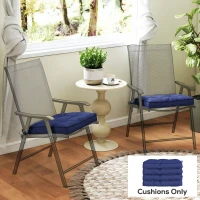 Outsunny Garden Seat Cushion with Ties, 42 x 42cm Replacement Dining Chair Seat Pad, Dark Blue(m-7)