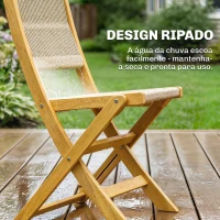 Outsunny Conjunto de Jardim de 3 Peças em Madeira com 2 Cadeiras Dobráveis e Mesa Redonda para Varanda e Terraço Natural(m-8)