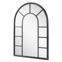 Outsunny Arched Mirror, Shatterproof Acrylic Windowpane Wall Mounted Mirror with Robust Metal Frame, 71 x 51 cm, Black(m-11)