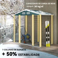Outsunny Abrigo de Jardim Exterior 2,36m² 213x120x194 cm com Base Reforçada (Piso NÃO Incluído) e Portas de Correr Verde(m-5)