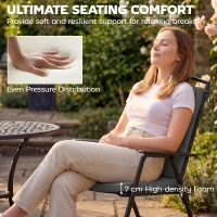 Outsunny Outdoor Seat Cushions Set of 2 with Ties, Waterproof Garden Seat Pads, Dark Grey(m-4)