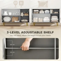 HOMCOM Modern Luxe High Gloss Sideboard, with Hairpin Legs, Grey(m-6)