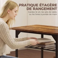 HOMCOM Ensemble table salle à manger avec 2 chaises, table de cuisine avec chaises pour 2 personnes, cadre en métal, marron(m-6)