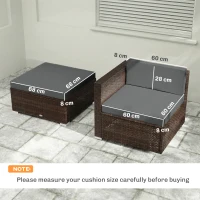 Outsunny 7-Piece Patio Furniture Cushions, Outdoor Loveseat Cushion with Removable Covers for Rattan Furniture, 60x60 cm, Dark Grey(m-3)