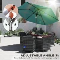 Outsunny 2.6 m Garden Parasol Umbrella with Aluminium Pole, Outdoor Patio Umbrella with Tilt and Crank, Vent, Turquoise(m-5)