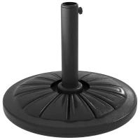 Outsunny Umbrella Base, Heavy Duty Concrete Base Holder with Steel Pole, Round Parasol Stand for Patio, Outdoor, Garden, Black(m-10)