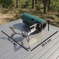 Outsunny 2670W Foldable Camping Stove with Safety Shut-Off, Piezo Ignition Gas Stove with Carry Bag, Green(m-3)