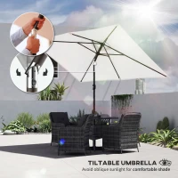 Outsunny Garden Parasol, Parasol Umbrella with Crank Handle, Tilt Function, Polyester Canopy, Cream White(m-4)