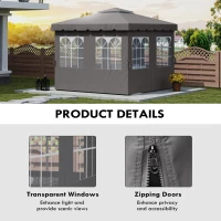 Zestaw 4 ścianek bocznych do pawilonu 3x3 m z 8 oknami(m-7)