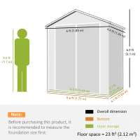 Outsunny 6'x4.5' Garden Storage Shed, Lockable Garden Shed with Double Doors, Window, Vent and Plastic Roof, Dark Grey(m-3)