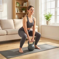 SPORTNOW Kettlebell for Strength Training Kettle Bell with Non-Slip Handle 10 kg Grey(m-9)