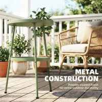 Outsunny Patio Side Table, 2-Tier Round Coffee End Table for Garden Balcony Living Room Bedroom, Light Green(m-6)