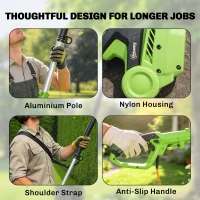 Outsunny 2.6m Corded Extendable Hedge Trimmer with 90° Adjustable Head, 450W Telescopic Electric Hedge Cutter Long Reach(m-8)