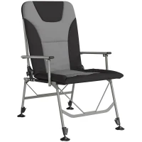 Outsunny Camping Chair Padded Reclining Folding Chair with Wide Armrests for Adults Black(m-1)