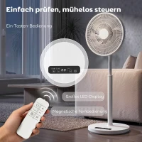 HOMCOM Staande Ventilator met Afstandsbediening en 12 Snelheden, Vloerstandventilator met Verstelbare Hoogte voor de Slaapkamer, Wit(m-8)
