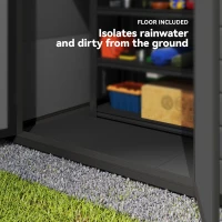 Outsunny 6'x4.5' Garden Storage Shed, Lockable Garden Shed with Double Doors, Window, Vent and Plastic Roof, Dark Grey(m-5)