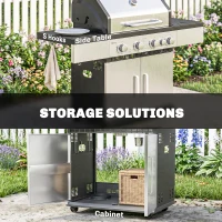 Outsunny 4+1 Burner Gas BBQ Grill, Portable Gas Barbecue Grill with Side Burner, Warming Rack, Side Shelf, Storage Cabinet(m-6)