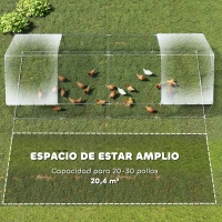 PawHut Gallinero para Exterior Grande de Acero Galvanizado 6,8x3x1,9 m 20,4 m² con Cubierta Tela Oxford y Cerradura Plata(m-4)