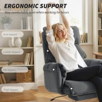 HOMCOM Fotel biurowy z regulacją wysokości, obrotowy, ze śnieżnego flanelu, 80 x 80 x 106-114 cm, ciemnoszary(m-5)