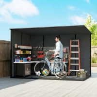 Outsunny 10 x 6 ft Resin Garden Shed, Outdoor Storage Shed with Floor, Windows, Lockable Doors and Vents, Dark Grey(m-9)