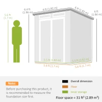 Outsunny 6 x 6 ft Plastic Garden Shed, Wood-Effect Outdoor Storage Shed with Floor, Windows, Lockable Doors and Vents, Grey(m-3)