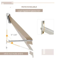 Outsunny Perdea de Soare Rulantă pentru Exterior, Jaluzea de Perete cu Protecție UV, Material Poliester Rezistent, 180x70cm, Bej(m-5)