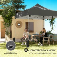Outsunny 3 x 3 m Pop Up Gazebo with Sidewalls, UPF50+ Heavy Duty Garden Party Tent Marquee with Wheeled Carry Bag, Dark Grey(m-5)