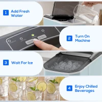 HOMCOM Mașină de Cuburi de Gheață cu Autocurățare 12 kg/24h 9 Cuburi Gata în 7 Minute 2 Mărimi de Gheață Rezervor 1,5L Albastru(m-5)