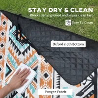 Outsunny Picnic Blanket, 200x200CM Large Beach Blanket Outdoor Picnic Mat with Integrated Strap for Camping, Mix-Colour(m-5)