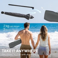 Outsunny 1.8 m Beach Umbrella Parasol with Sand Anchor, Portable 30° Tilting Patio Sun Shade with Adjustable Height, Dark Grey(m-8)